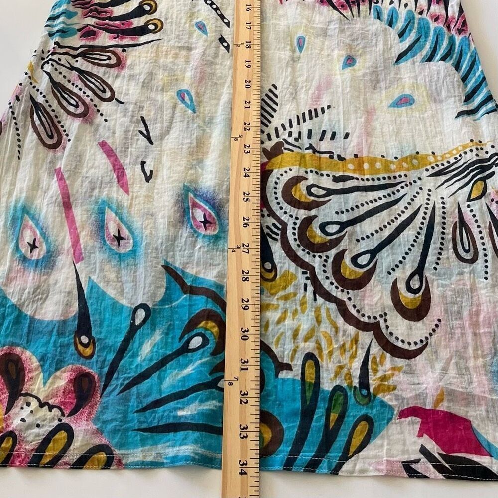 Raj Embroidered Cotton Tunic Women Medium Boho Chic Lightweight Dress Swim Cover - Picture 11 of 13